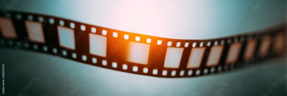 Fototapeta premium A glowing filmstrip undulates like a cinematic serpent, capturing ephemeral nostalgia perfect for World Photography Day or Celluloid Celebrations