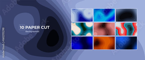 Layered Harmony Abstract Paper Cut Vector Backgrounds with Depth - 10 Variations
