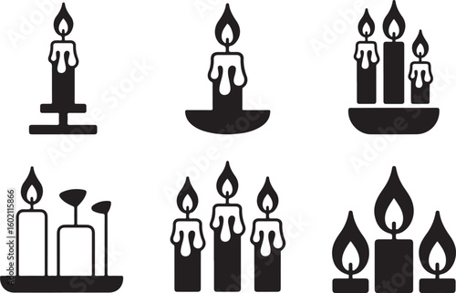 Candle and Light Icon Set – Holiday and Romantic Candle Designs