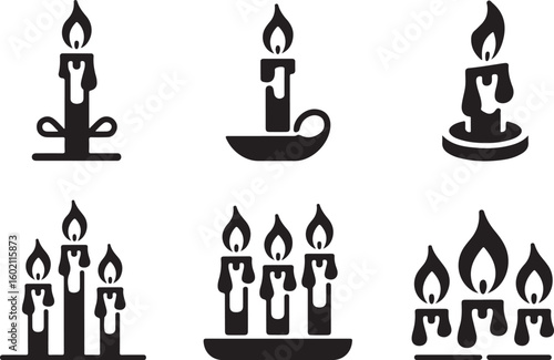 Candle and Light Icon Set – Holiday and Romantic Candle Designs