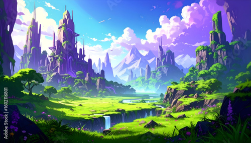 Fantasy Landscape Majestic Castle.