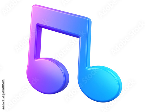 3D Gradient Music Note Icon with Floating Glow Effect