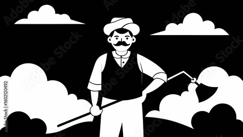 illustration of south asian farmer field