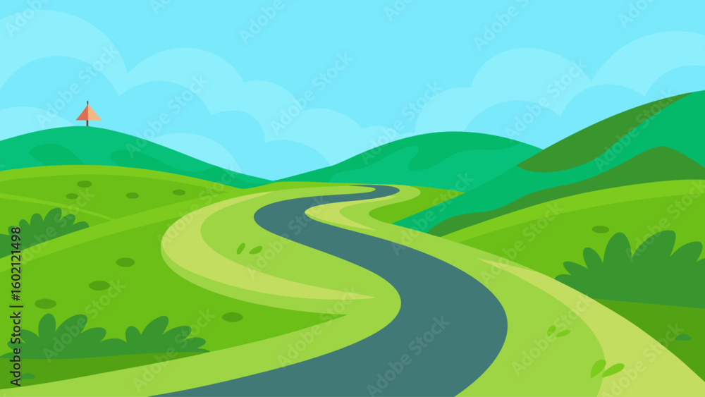 Fototapeta premium winding asphalt road landscape