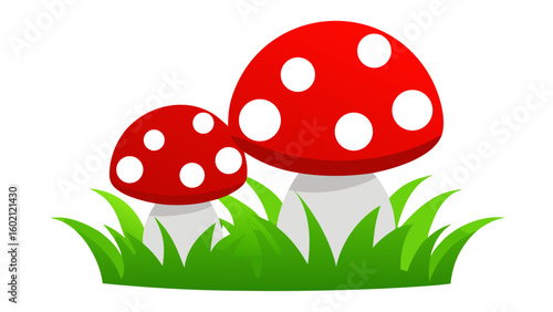 two cartoon fly agaric mushrooms