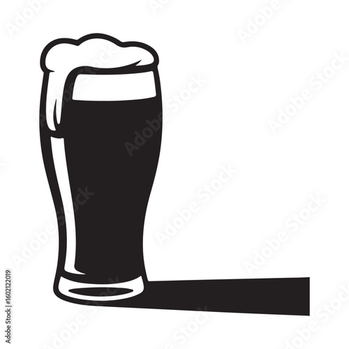Black and white beer glass vector illustration