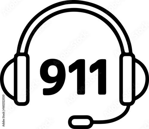 Headset with 911 displayed for emergency dispatch and communication services