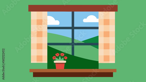 cozy cottage window gingham curtain flowers