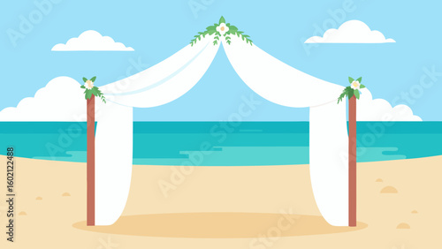 elegant wedding arch sheer white curtains