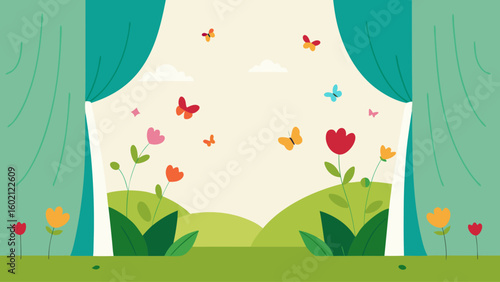 giant floral curtain fantasy scene