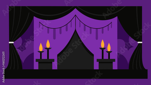 gothic stage black lace curtains purple