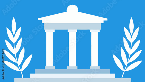 greek style stage white columns laurel