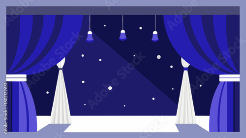 grand opera stage deep blue velvet curtains