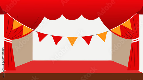 theater stage with red curtains dramatic performance scene