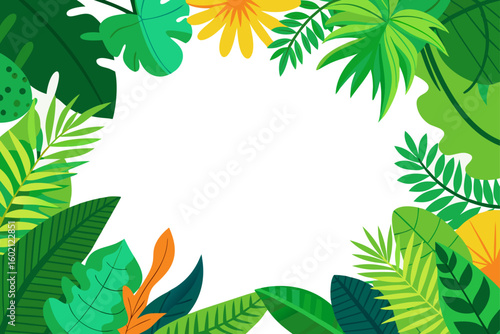 tropical jungle foliage frame exotic nature border design