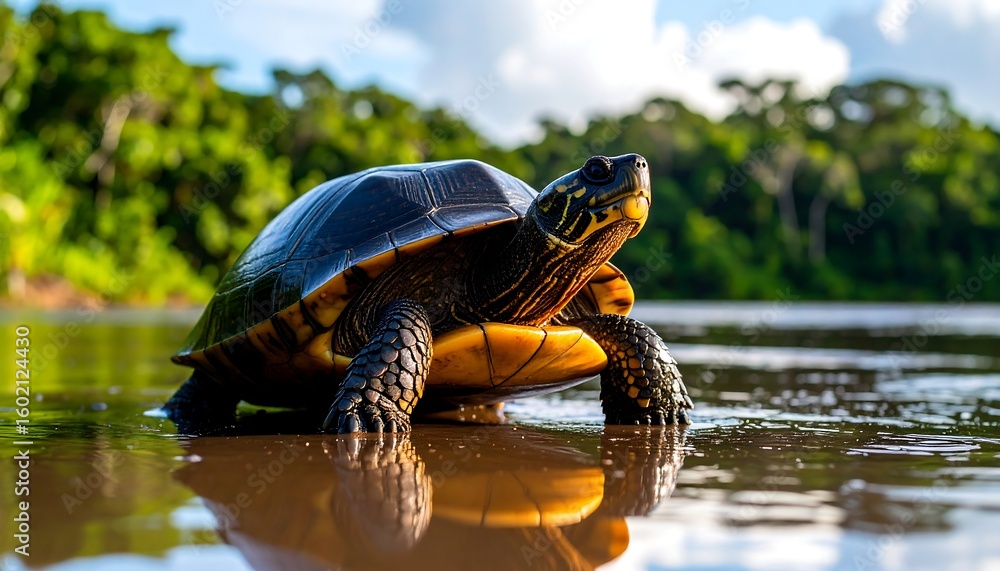 Fototapeta premium Turtle in a rainforest river