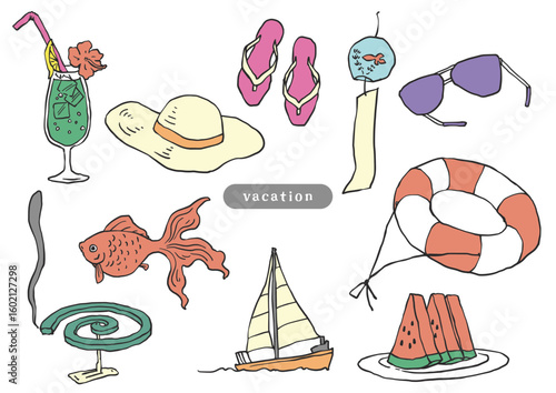 ナチュラルなスケッチ風夏のイラスト素材集