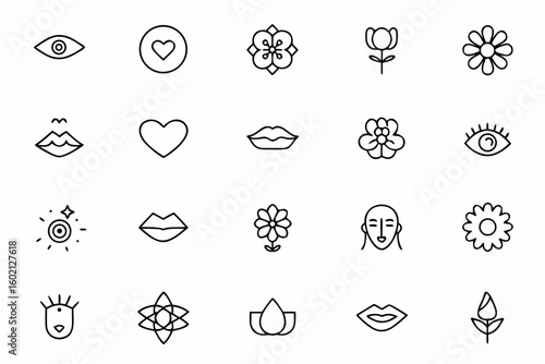 A romantic bundle featuring stylized feminine faces adorned with expressive floral elements. Perfect for modern art prints, branding kits, and editorial design