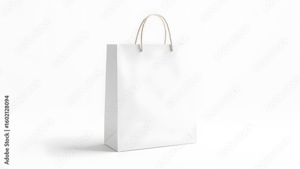 Minimalist White Paper Shopping Bag with Rope Handles – Isolated Mockup Minimalist White Paper Shopping Bag with Rope Handles – Isolated Mockup