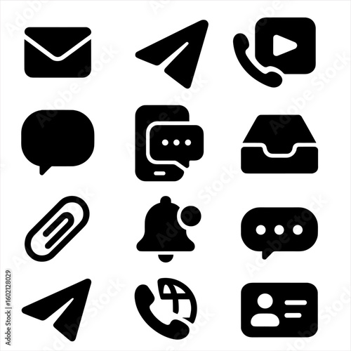 Voice icons card video call vector digital contact inbox sent communication icon