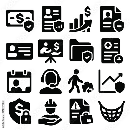 Sick support report aid icon disability protection folder vector income icons security