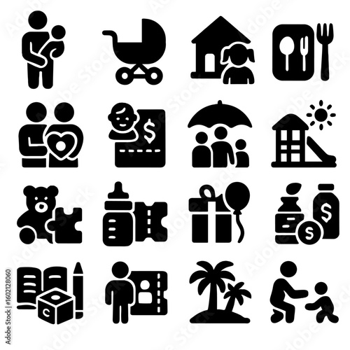 Plan family vector fund benefits stroller icon voucher insurance baby care benefit