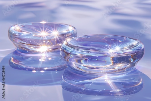 Iridescent plastic forms against a lavender background embracing y2k aesthetic vibes