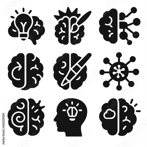 Innovation idea spark explosion bulb icon content brain concept creative vector