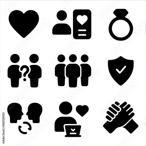 Vector icon badge goals grid communication status ring icons relationship life advice
