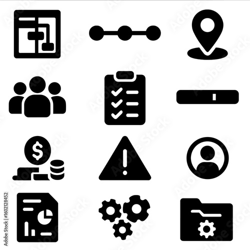 Timeline gantt report task resources risk budget vector icon icons project management