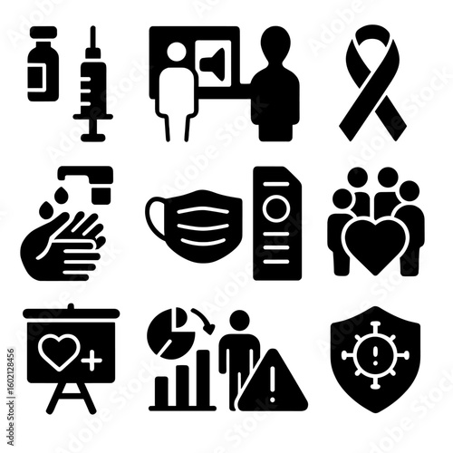 Outreach face icon public handwashing guide health vector symbol alert education
