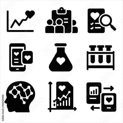 Health statistics data digital sample vector report icon analysis icons population lab