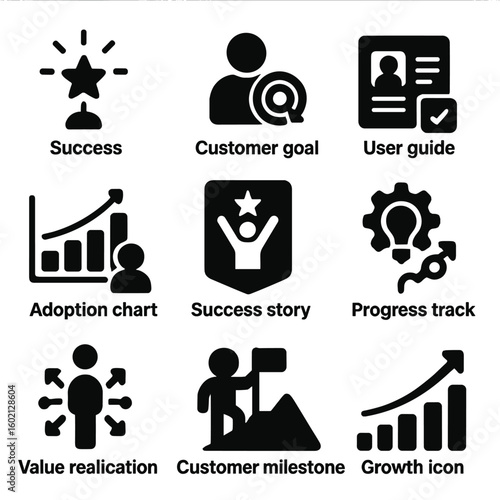 Badge success growth value icons vector progress icon guide goal best customer