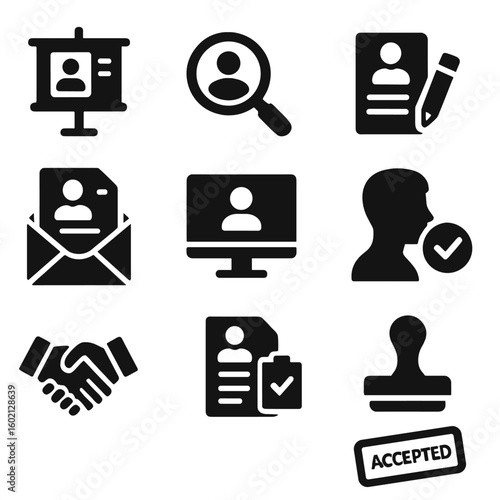 Icons cover icon job online search glass vector profile form paper email