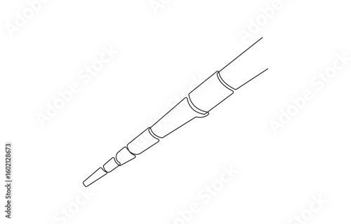 Piping System Line Art Industrial Valve and Pipe Fittings, Pipeline with Valve, Gas oil pipeline continuous line art drawing
