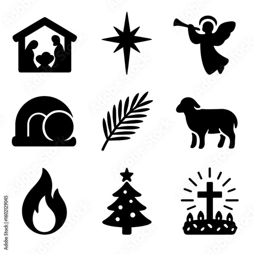 Vector wreath christian pentecost chalice advent tree light lamb christmas icon icons