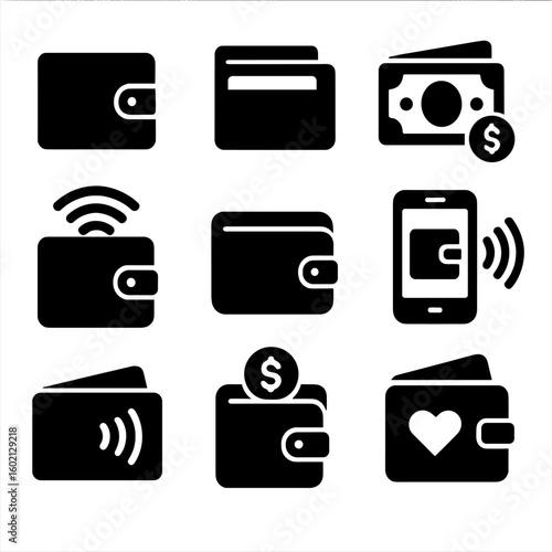 Contactless icon savings zipper vector wallet leather slot loyalty collection digital