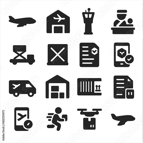 Container customs icon icons air logistics tracking van status warehouse hub office
