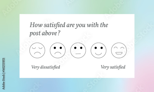 Satisfaction Survey Banner Featuring Five Expressive Faces from “Very Dissatisfied” to “Very Satisfied” on Transparent Background