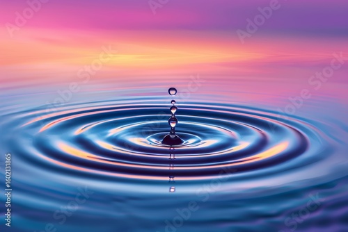 Soft pastel tones of light reflections forming beautiful ripple circles on a tranquil water surface