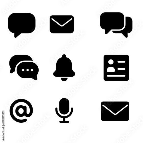Chat icon bubble message icons vector bell mention contact communication voice dots