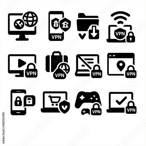 Icon work browsing encrypted usage secure vector vpn safe torrenting icons access