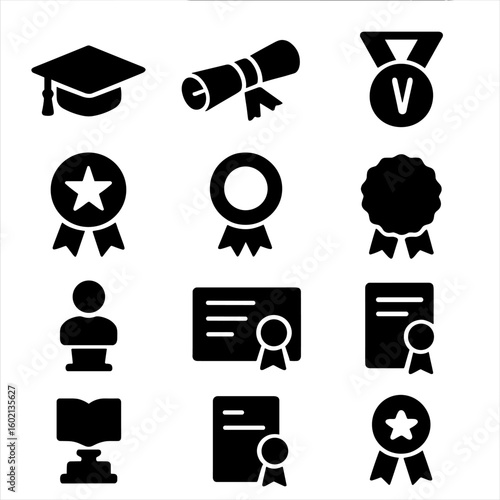 Seal award vector honor icon academic badge student book graduation medal icons