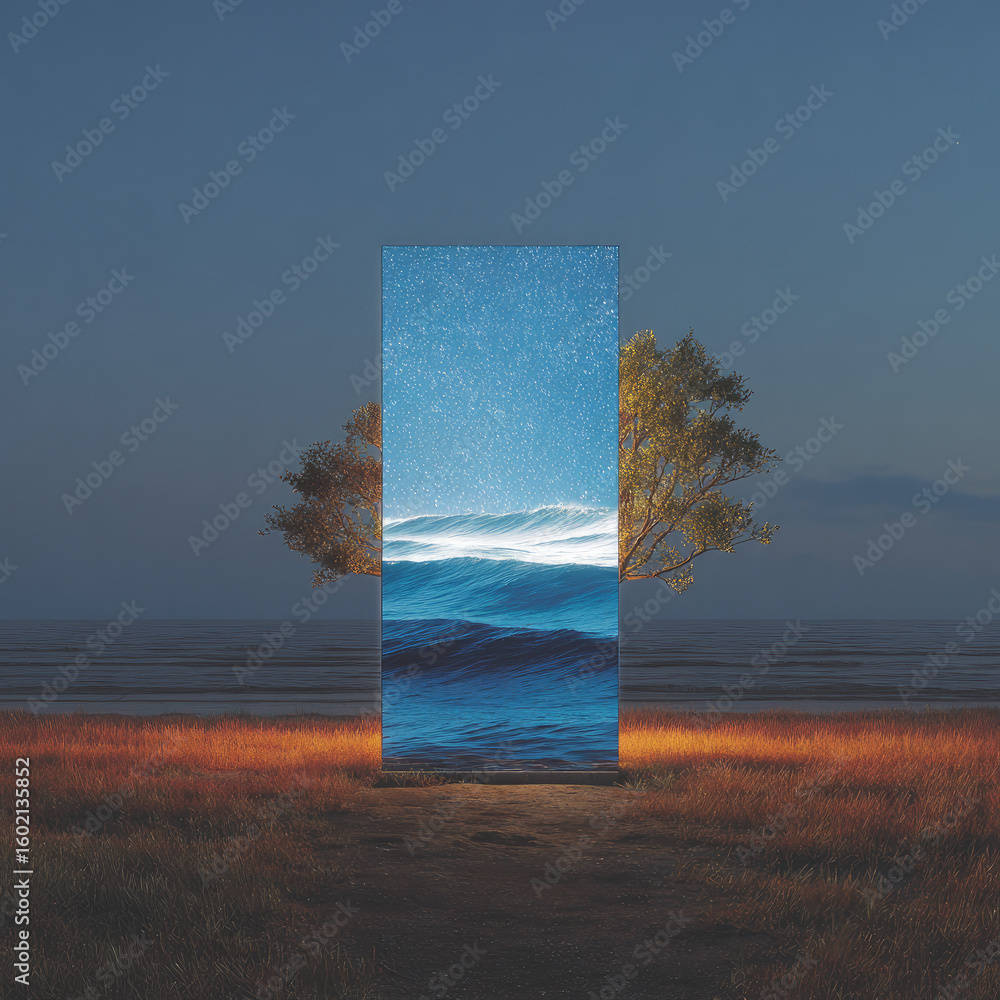 Fototapeta premium Tranquil portal framed by trees