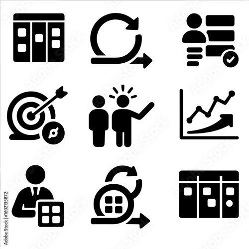 Retrospective agile sprint grid product chart board icons meeting vector stories icon