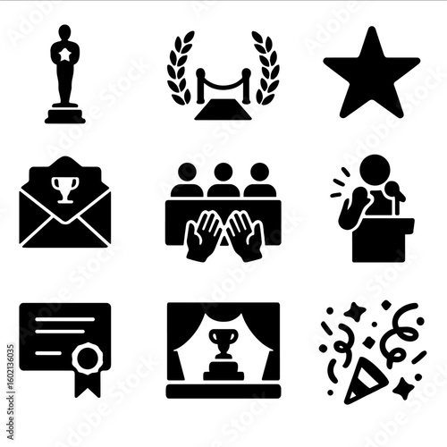 Speech acceptance awards vector celebration show award audience icon movie envelope best