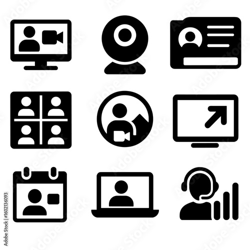 Icons meeting participant virtual mute vector online support icon conference video
