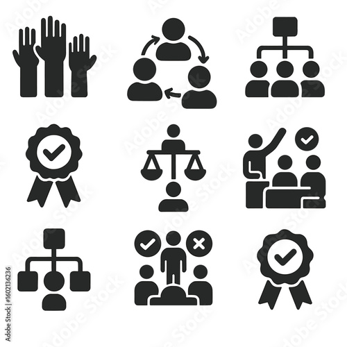 Outcome vote tree decision making badge result voting icons icon vector discussion