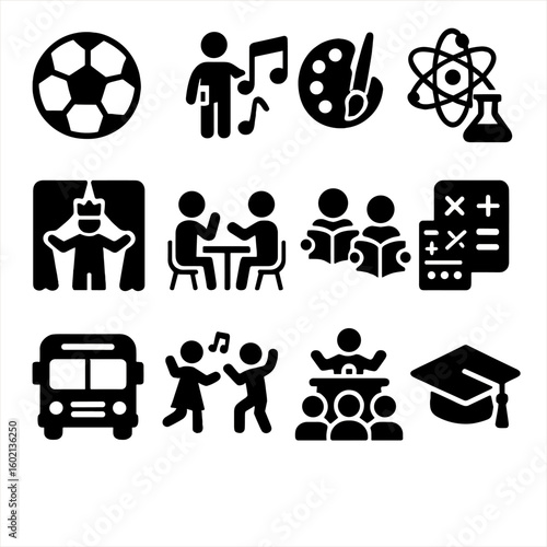 Project icons math circle school activity vector reading club art hat icon