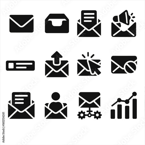 Icons marketing subject personalized campaign email template open vector rate icon newsletter